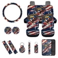 thumbnail image 1 of Jeiento Car Seat Covers Full Set with Steering Wheel Cover Safe Belt Pads Coasters Center Console Cover 250th Eagle Flag Keychain Chapstick Holder 13 PCS Auto Interior Sets Accessory, 1 of 9