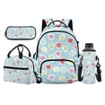 thumbnail image 1 of Jeiento Cartoon Apple 17 Inch Kids Backpack Set 4-Piece Lunch Bag Pencil Case Water Bottle Holder Lightweight Large Capacity Schoolbag for Boys Girls Back to School, Blue, 1 of 7