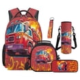 thumbnail image 1 of Jeiento Cartoon Backpack Set 5 Pcs Truck 17 Inch Waterproof Backpack with Lunch Bag Pencil Pouch for 9-12 Years Old Middle School Cute Kids School Bags, 1 of 7