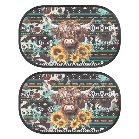 Jeiento Cattle Car Window Shade for Side Window Southwest Aztec Baby Windows Shades for Car Window Shade for Baby in Car 2 Pack Auto Side Window Sun Shade Blocker for Kids