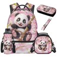 thumbnail image 1 of Jeiento Cherry Blossom Panda Backpack Set Girls Lunch Bag Pencil Case Water Bottle Sleeve Keychain 5-Piece 17 inch Lightweight Bookbag for Elementary Middle School 3rd-6th Grade Kids Age 8-10 & 10-12, 1 of 8
