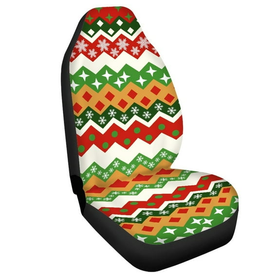 Jeiento Christmas Car Seat Covers Front Seats Only Xmas Driver Seat Covers Protector Stretchy High Bucket Seat Covers Universal Automotive Accessory for SUV Van Truck