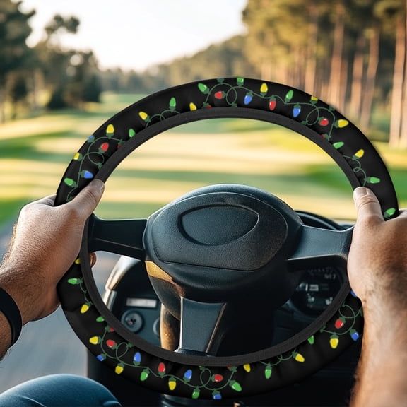 Jeiento Christmas Lights Golf Cart Steering Wheel Covers 13.5 Xmas Golf Cart Steering Wheel Cover for Club Car Soft Sun Sun Reflective Protective Covers Golf Cart Accessories
