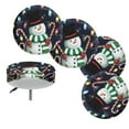 thumbnail image 1 of Jeiento Christmas Lights Stool Covers Round Stretch Bar Stool Seat Covers 4 Pack Xmas Snowman Stool Cushion Slipcover with Elastic for 14-16 Inch Chair Decor, 1 of 6
