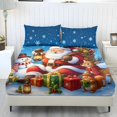 thumbnail image 1 of Jeiento Christmas Santa Snowman Print Bedding Bundle, 2 Matching Pillow Covers + Deep Pocket Bed Fitted Sheet, Soft Breathable 3-Piece Bed Linen Set for Holiday Bedroom, Full Size, 1 of 7