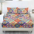 thumbnail image 1 of Jeiento Colorful Boho Floral Tile Print 3 Piece Bed Sheet Set, Deep Pocket Fitted Sheet with 2 Pillow Shams, Soft Breathable Bedding Collection for Bedroom Guest Room, King Size, 1 of 7