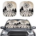 thumbnail image 1 of Jeiento Compass Car Windshield Sun Shade 2 Piece Car Windshield Cover Sun Shade Mountain Windshield Visor Sun Shade Blocks UV Rays Sun Visor Protector Sun Protection Interior Auto Accessory, 1 of 7