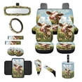 thumbnail image 1 of Jeiento Cow 14 PCS Car Seat Covers Set with Steering Wheel Cover Seat Belt Pads Garbage Bag Armrest Seat Box Cover Handbrake Cover Set Rear View Mirror Protector Coasters Interior Auto Accessory, 1 of 7