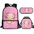 thumbnail image 1 of Jeiento Cute Axolotl Girls Backpack and Lunch Box Set Primary School Bookbag 4th Grade Kids Preschool Book Bag with Lunch Bag Pencil Box 3pcs Pink Backpacks with Lunch Tote Bag, 1 of 7