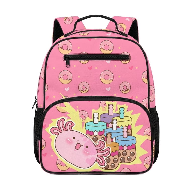 13 inch backpack kids Jeiento Cute Axolotl Kids School Backpack for Toddler 2-5, 13.5 Inch Lightweight Preschool Bag, Polyester Bookbag with 2 Front Zipper & 2 Mesh Side