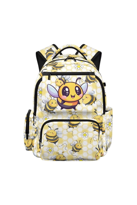 Cute Bee Backpack for Kids for School 8-10 Girls 3rd Grade 17 Inch Elementary School Bags Back to School Gifts Large Capacity Daypack Rucksack