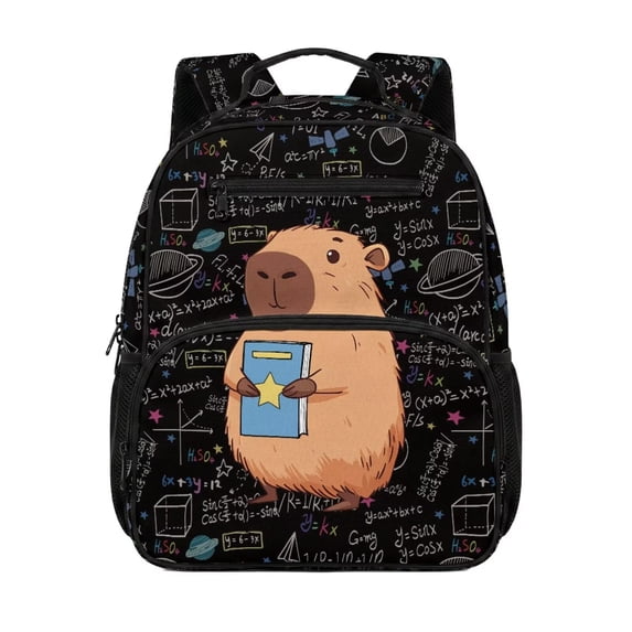 Jeiento Cute Capybara Kids Preschool Backpack for Toddler Girls, 13.5 Inch Lightweight School Bag for 3-5 Year Old, Bookbag with 2 Front Pockets
