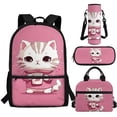 thumbnail image 1 of Jeiento Cute Cat Backpack for Girls 6-8 8-10 Kids Backpack with Lunch Box 4-IN-1 Set Cute School Bag for Elementary Kindergarten Preschool 17 Inch Child Bookbag Satchel Pink, 1 of 7