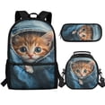 thumbnail image 1 of Jeiento Cute Cat Backpack for Girls 3 Piece Bookbag Set Lovely School Bag with Lunchbox 2nd Grade Book Bags for Kids Travel Rucksack, 1 of 7