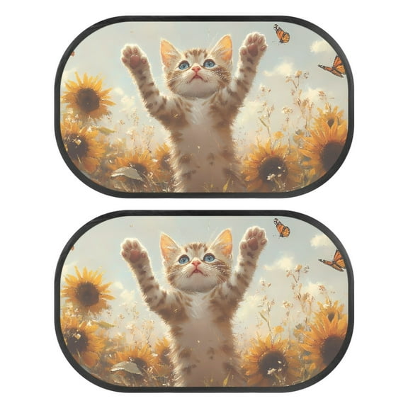 Jeiento Cute Cat Car Window Shades for Side Window Replacement Baby Car Window Sun Shades Sun Glare and UV Rays Protection Interior Auto Accessory Decor