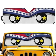 Jeiento Cute Eyes Front Windshield Sunshade Fit for Jeep Wrangler JL/JLU 2018-2024 & Jeep Gladiator JT 2020-2024 Foldable Window Shade Sun Visor Protector Blocks UV Rays