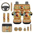 thumbnail image 1 of Jeiento Cute Highland Cow 13 PCS Car Seat Covers Full Set with Steering Wheel Cover Seat Belt Pads Armrest Cushion Southwest Aztec Coasters Keychain Lipstick Holder Auto Accessory Sets, 1 of 8