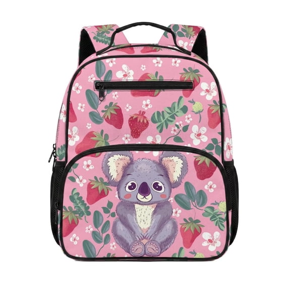 Jeiento Cute Koala Toddler Backpack for Kids 2-5, 13.5 Inch Preschool Bag for Girls, Lightweight School Backpack with 2 Front Pockets, Pink