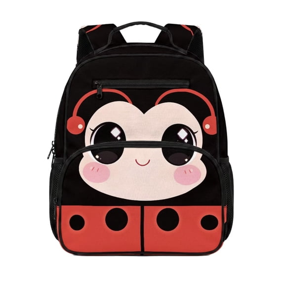 Jeiento Cute Ladybug Toddler Backpack for Girls 2-5, 13.5 Inch Preschool School Bag, Lightweight Kids Backpack for Daycare with Compartments