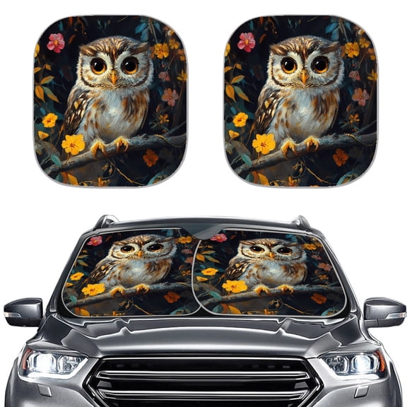 Jeiento Cute Owl Car Windshield Sun Shade for Women Men Foldable Front Window Shade Sun Protection 2 Pcs Auto Front Windshield Sun Shade Car Accessory Decor Universal Fit for SUV Van Truck Sedan