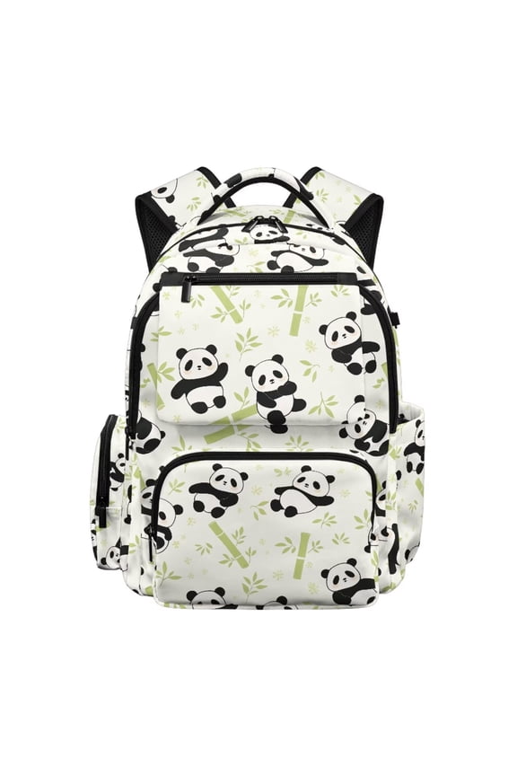 Cute Panda Bookbag for Girls 10-12 Daypack Backpacks with Adjustable Strap Portable Handle 17 Inch Knapsack Padded Rucksack for Travel
