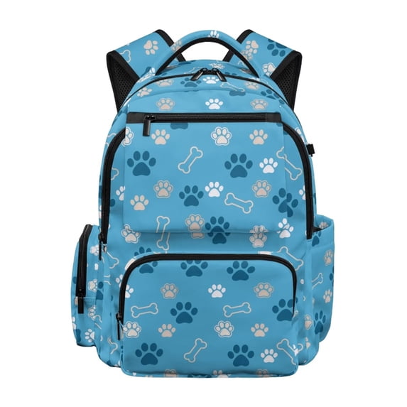 Jeiento Cute Paw Print Kids School Backpack for Girls 17 Inch Cute Cat School Bag, Lightweight Elementary Backpack with Padded Laptop Sleeve & Multi-Pockets for 9-12 Years Old, Blue