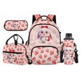 thumbnail image 1 of Jeiento Cute Rabbit 17 Inch Lightweight Kids Backpack Set 4-Piece Lunch Bag Pencil Case Water Bottle Holder Pink Strawberry Large Capacity Schoolbag for Elementary Middle School, 1 of 7