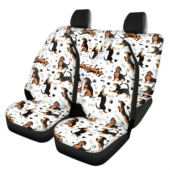 Jeiento Dachshund Car Seat Covers Set of 4 Front and Rear Car Seat Covers Stretchy Saddle Blanket Seat Covers Breathable Back Bench Covers Auto Accessory Fit for Most Vehicles
