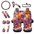thumbnail image 1 of Jeiento Dahlia Car Seat Covers Full Set for Women Steering Wheel Cover Seatbelt Pads Cup Coasters Keychains Gear Shift Knob Cover Set 14 PCS Purple Automotive Accessory Interior Decor, 1 of 6