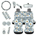 thumbnail image 1 of Jeiento Daisy Car Seat Covers Set of 14 Pcs, Auto Steering Wheel Cover Seatbelt Pad Handbrake Cover Set Rearview Mirror Cover Coasters Keychains Universal Car Interior Protector Accessory, 1 of 6