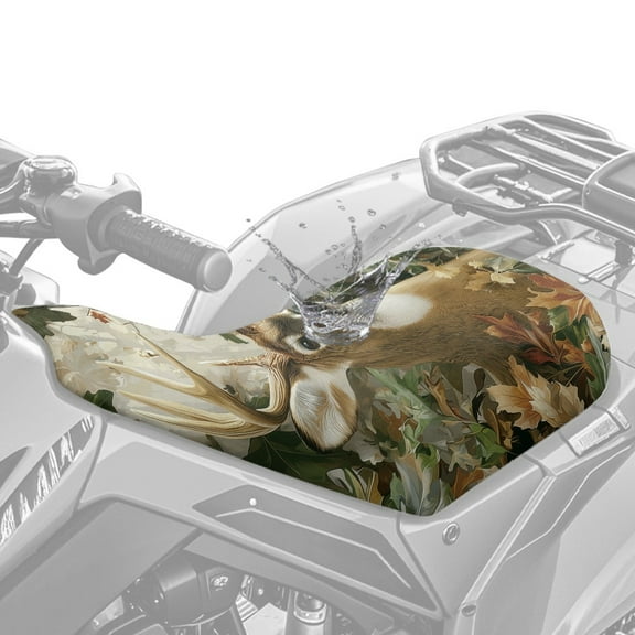 Jeiento Deer ATV Seat Cover Waterproof 4-Wheeler Seat Covers Forest Hunting Camouflage Universal ATV Accessory Compatible with Polaris Sportsman, Polaris Scrambler, Honda Rancher