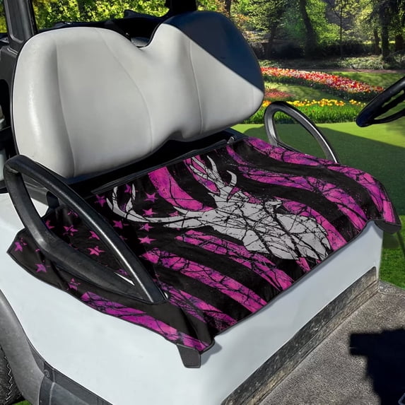 Jeiento Deer Golf Cart Seat Covers Breathable Golf Cart Seat Cushions Blanket American Flag Golf Cart Seat Towel Accessories Easy to Install