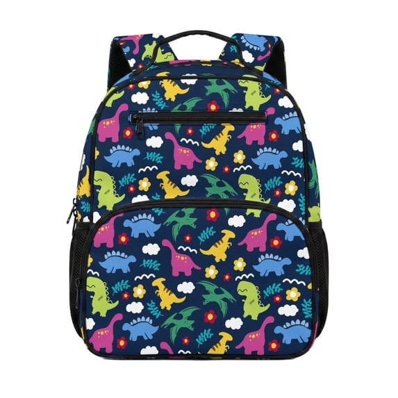 Jeiento Dinosaur 13.5 Inch Toddler Backpack for Preschool, Lightweight Bag for 3-5 Year Old Kids, Bookbag with Top Handle for Hand Carry & Shoulder Straps
