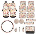 thumbnail image 1 of Jeiento Dog Paw Print Car Seat Cover Full Set 17 Pcs Car Floor Mats Steering Wheel Cover Seatbelt Cover Armrest Cover Cup Coasters Key Chain Lipstick Holder Automotive Interior Accessories Set, 1 of 7