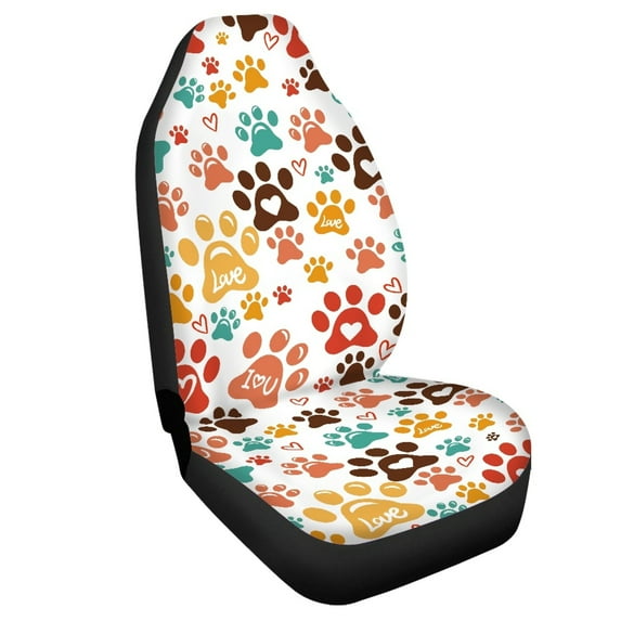 Jeiento Dog Paw Print Car Seat Covers Front Seats Only 1 Pcs Auto Seat Protector Soft Car Mat Cover Car Accessory Front Bucket Saddle Blanket Universal Fit for SUV Sedan Truck Machine Washable