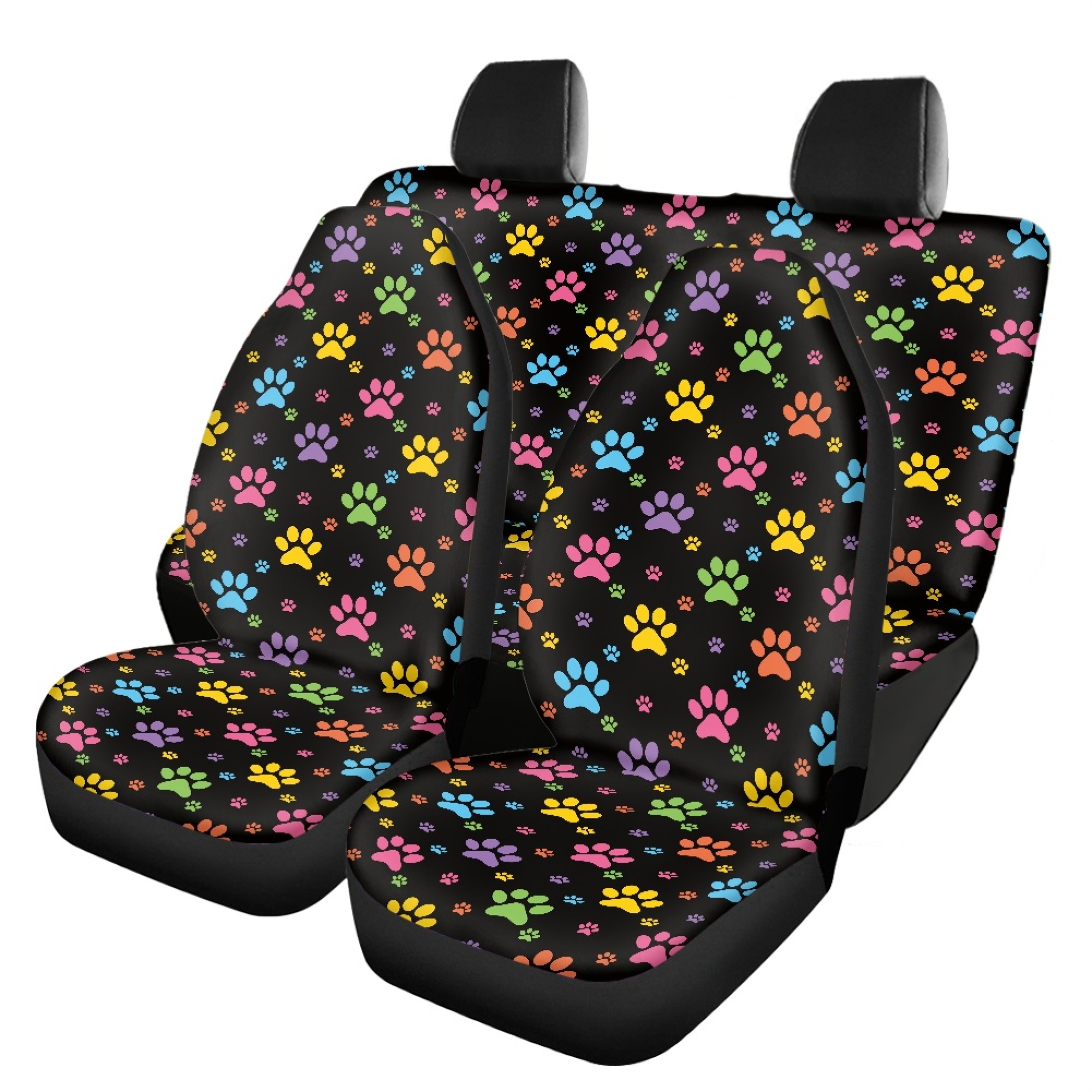 Jeiento Dog Paw Print Car Seat Covers Set For Women Men Elastic Front jeiento-dog-paw-print-car-seat-covers-set-for-women-men-elastic-front