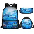 thumbnail image 1 of Jeiento Dolphin Backpack for Boys Primary School Bag and Lunch Bag Set Pencil Case Elementary Students Bookbag Back Packs Blue Ocean Kids Child Daypack Back To School Rucksack Satchel, 1 of 7