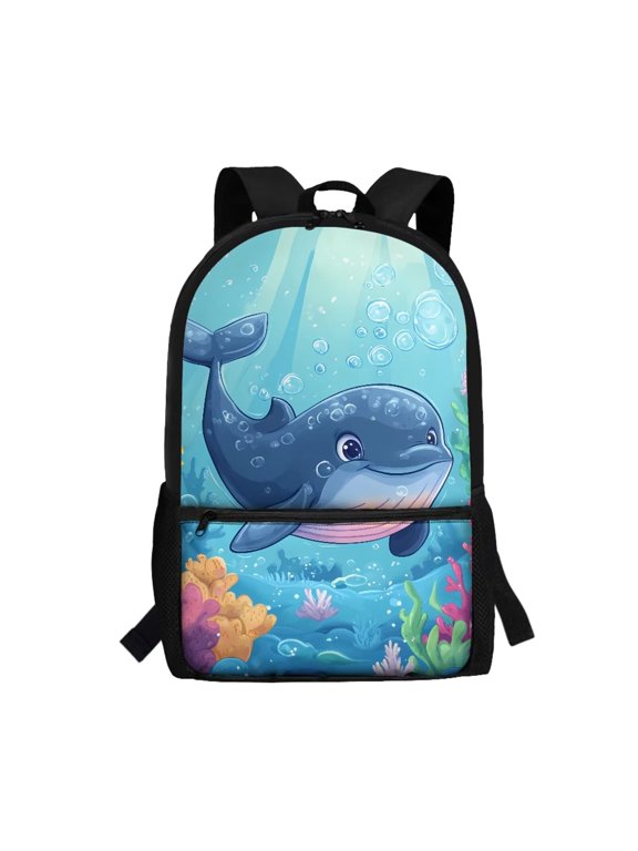 Dolphin Backpack for Elementary School Girls Boys Cute Kids Bookbag Kindergarten Preschool School Bag Schoolbag Blue Ocean Knapsack Travel Bags Back to School