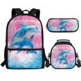 thumbnail image 1 of Jeiento Dolphin Backpack for Girls Middle School Bag and Lunch Bag Set Pencil Case 3 In 1 Elementary Preschool Students Bookbag Back Packs Pink Kids Child Daypack Back To School Rucksack Satchel, 1 of 7