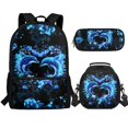 thumbnail image 1 of Jeiento Dolphin Backpack with Lunch Box Kids Girls 8-12/10-12/12-14 Elementary School Bookbag Lunch Bag Pencil Case Set Love Heart Book Bag Lunchbox Back Pack Chidlren Schoolbag, 1 of 7