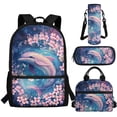 thumbnail image 1 of Jeiento Dolphin Backpack for School Girls 3rd/4th/5th Grade Kids Bookbag Elementary School Bag Set with Lunch Box Water Bottle Holder Pencil Case Preschool Backpacks Pink Floral Daycare Satchel Bags, 1 of 7