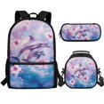 thumbnail image 1 of Jeiento Dolphin Backpack for School Girls 4th/5th/6th Grade Kids Bookbag and Lunch Box Set Pink Flowers Elementary School Bag Lunch Bag Pencil Case Kindergarten Back Packs Satchel, 1 of 7