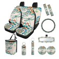 thumbnail image 1 of Jeiento Dragonfly Auto Seat Covers Full Set of 13 with Car Steering Wheel Cover Seatbelt Shoulder Pad Dahlia Trash Bin Rearview Mirror Cover Coasters Keychain Lipstick Holder Car Accessory Decor, 1 of 5