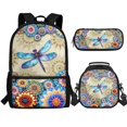 thumbnail image 1 of Jeiento Dragonfly Backpack for School Girls 8-10/10-12 Elementary School Bag with Lunch Box Pencil Case Mandala Flower Middle Bookbag Back Packs for Kids Daycare Satchel Bagpack, 3 IN 1, 1 of 7