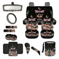 thumbnail image 1 of Jeiento Dragonfly Car Accessories Sets 14pcs Car Seat Cover Protector Steering Wheel Cover Seatbelt Pads Auto Armrest Cover Trash Bin Rearview Mirror Cover Floral Handbrake Cover Set Coasters, 1 of 7