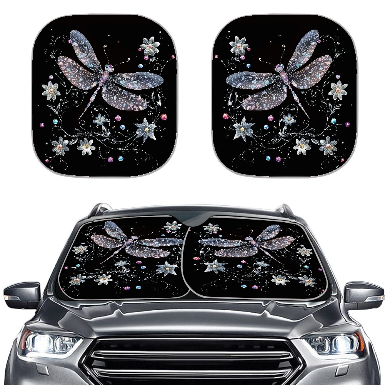 Jeiento Dragonfly Daisy Front Windshield Sun Shade Car Sunscreen Blocks ...