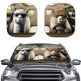 thumbnail image 1 of Jeiento Driving Alpacas Car Front Windshield Sun Shade 2-Piece Foldable Car Windshield Sun Shade UV Rays and Keeps Vehicle Cool Easy to Install for Most Sedan Truck SUV, 1 of 7