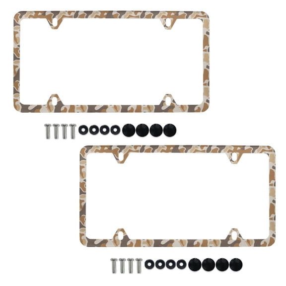 Jeiento Duck Camo Hunting Aluminum License Plate Frame Holder Universal Automotive License Plate Accessory Auto Decor, 12.2 X 6.3 Inch, 2 Pack
