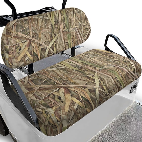 Jeiento Duck Camo Hunting Golf Cart Seat Covers 2 Pack Fit for EZGO TXT RXV/Club Car DS Precedent Golf Cart Bench Cover and Backrest Cover Set Golfcart Accessories