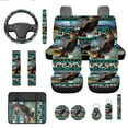 thumbnail image 1 of Jeiento Eagle Car Seat Cover Full Set with Steering Wheel Cover Seat Belt Strap Pads Armrest Pad Coasters Keychain Lipstick Holder Southwest Aztec Native American Navajo 13 PCS Auto Accessory Decor, 1 of 8